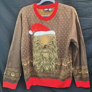 Star Wars Chewbacca Furry Face with Santa Hat Adult Ugly Christmas Sweater